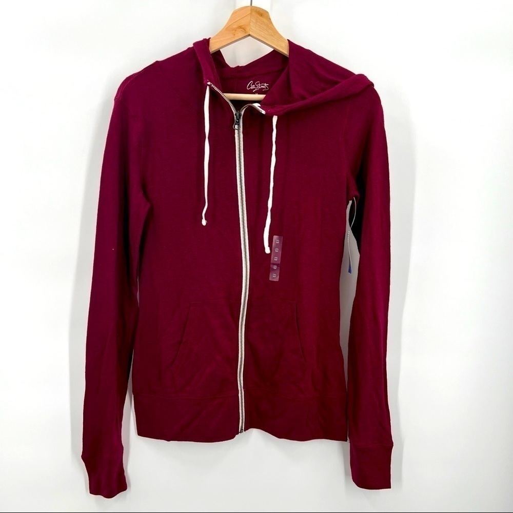 Burgundy zipper hoodie medium woman NEW